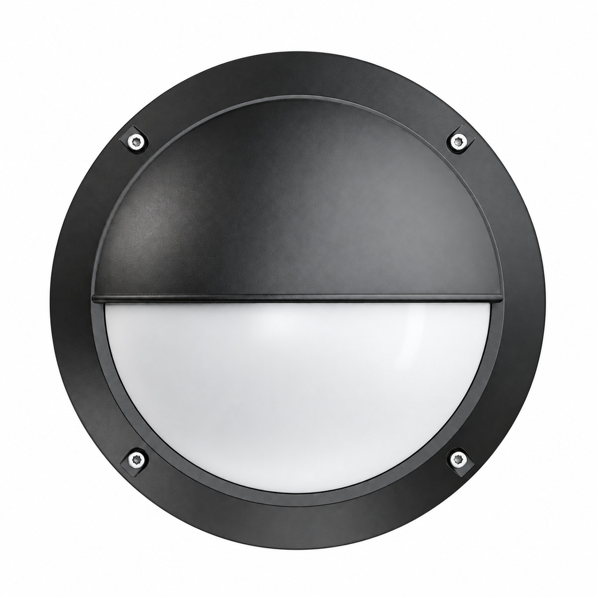 Black round bunker bulkhead with eyelid, white background