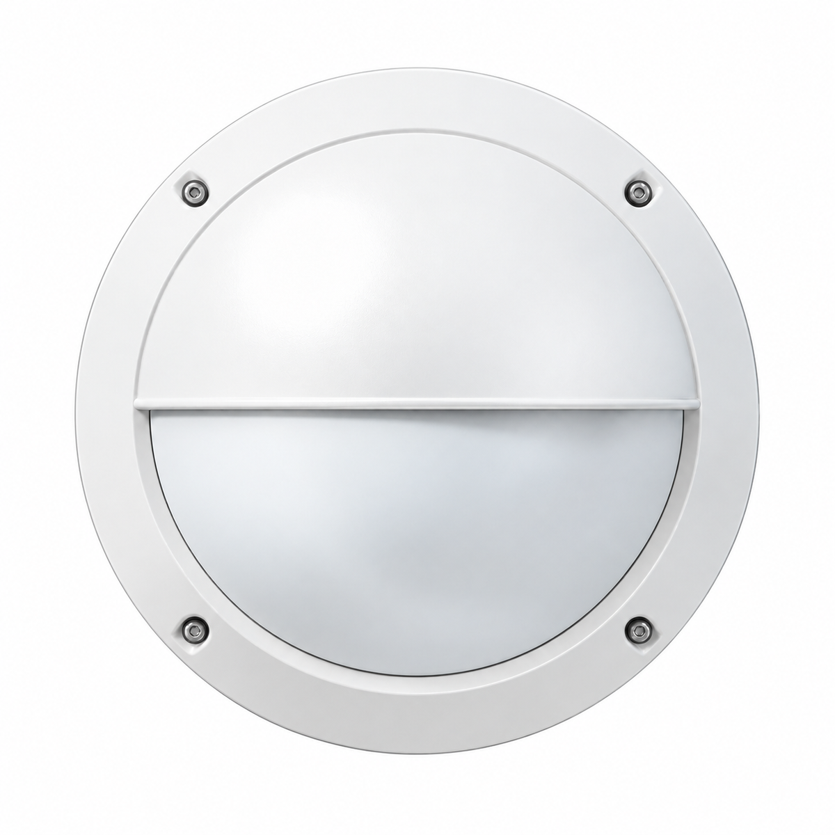 White round bunker bulkhead with eyelid, white background