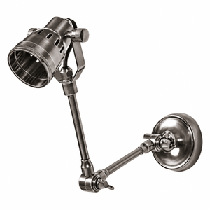 Antique silver adjustable swing wall lamp on a white background