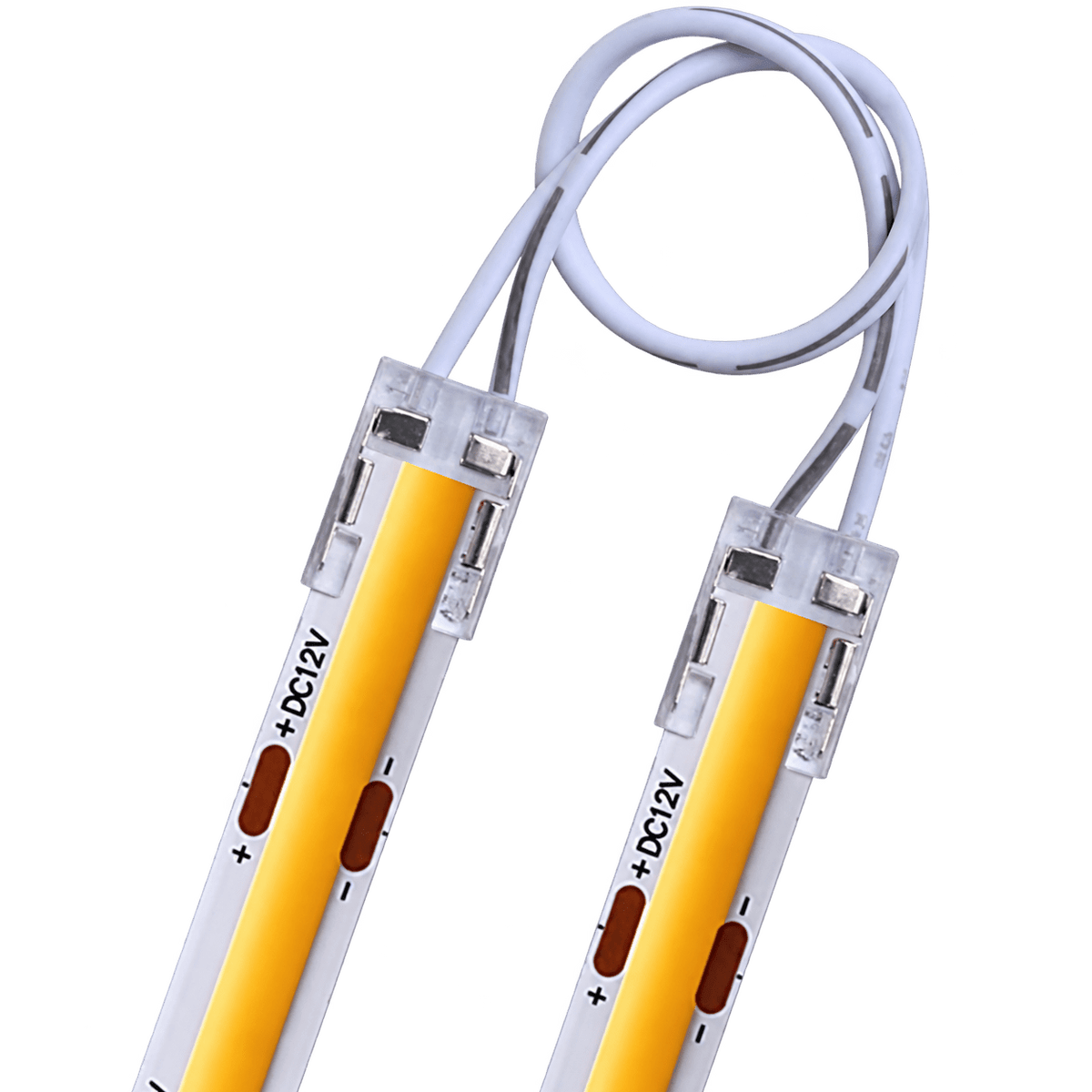 IP20 seamless 24V COB LED strip cable connector on a transparent background