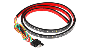 IP67 red and white vehicle tail light strip with connector on transparent background
