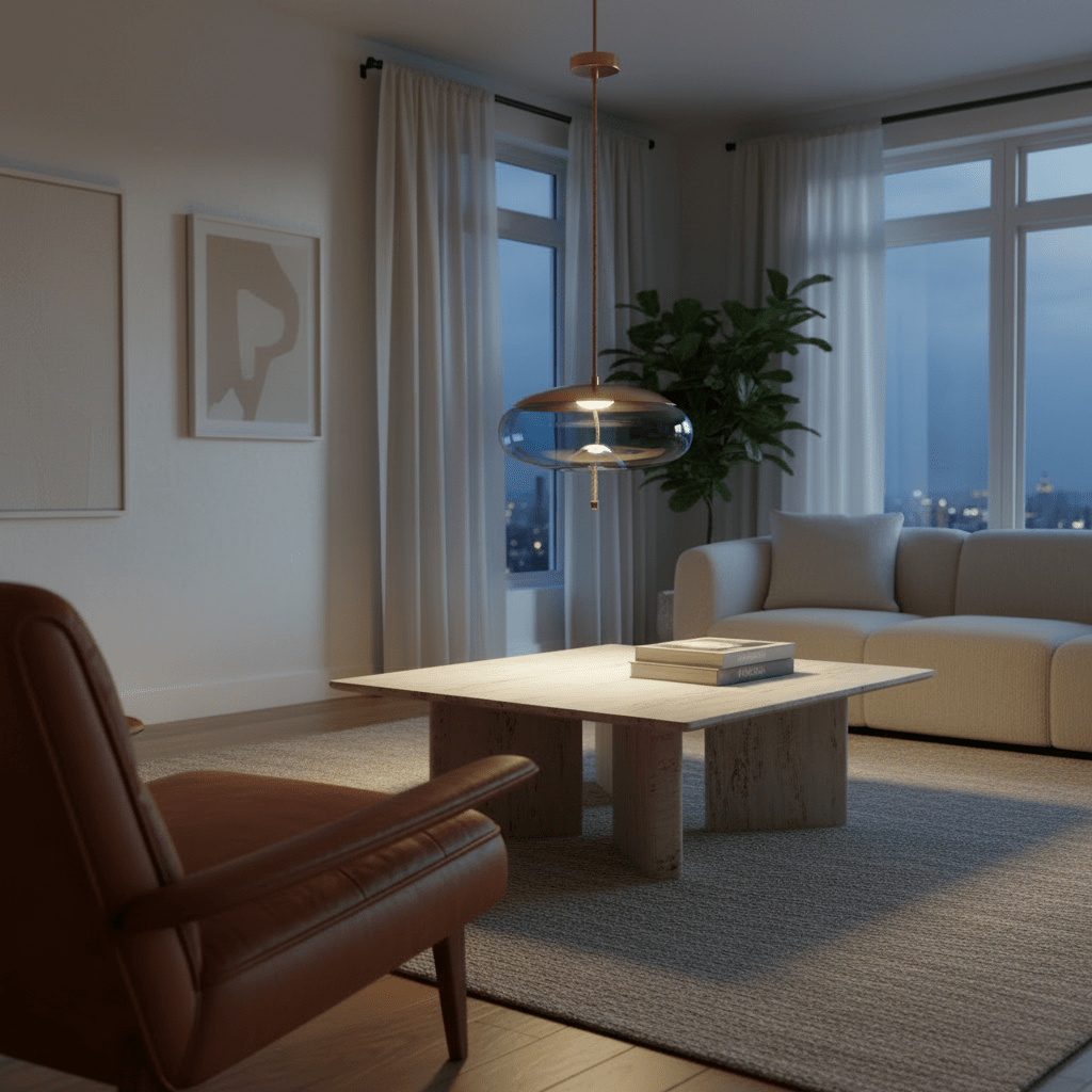 Blue Pebble LED Pendant Light