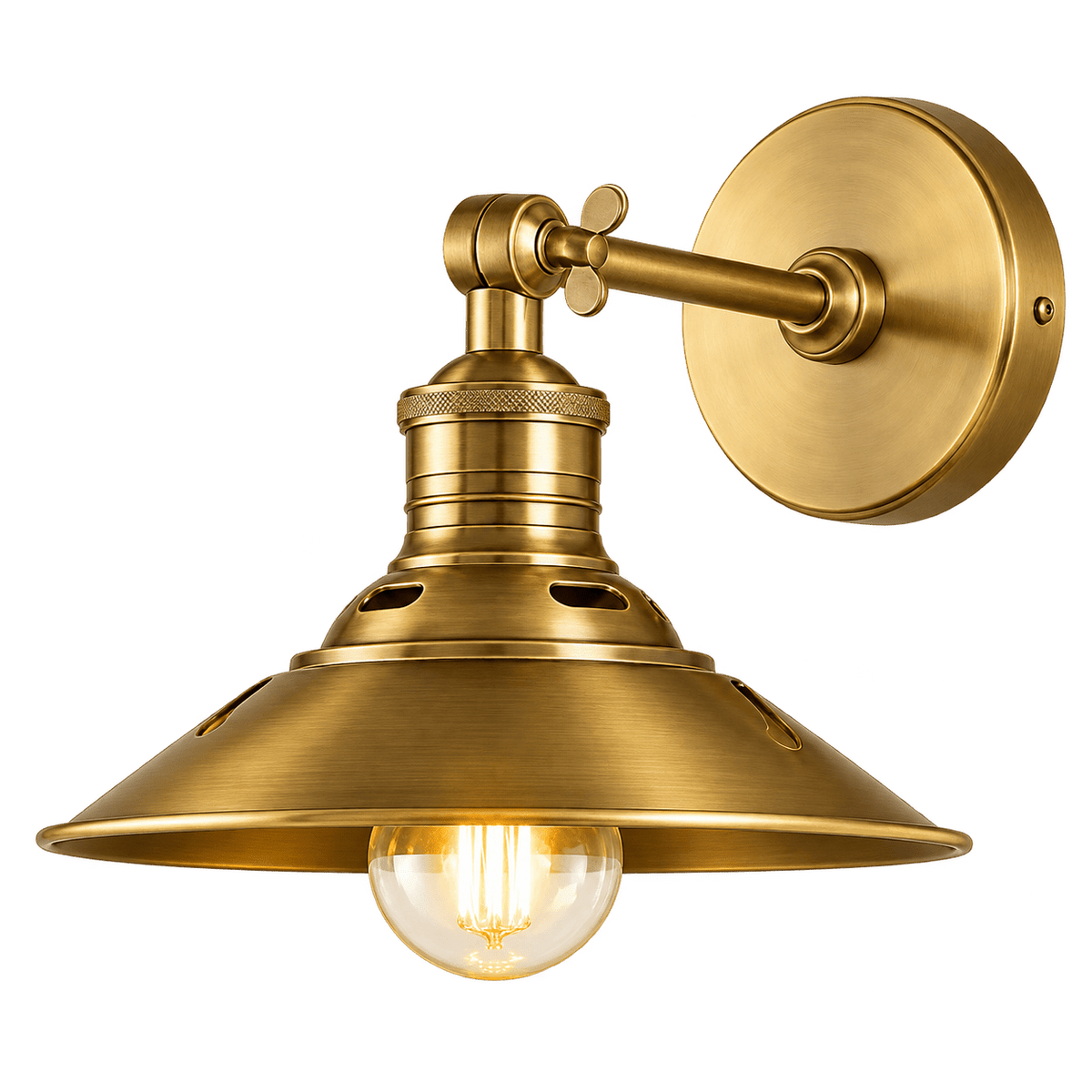 Kensington wall lamp antique brass, transparent background, 1254 square
