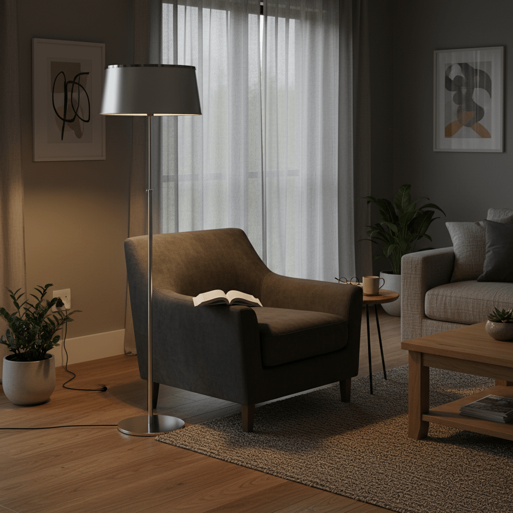 Satin Chrome with Silver Shade (Adjustable Height)