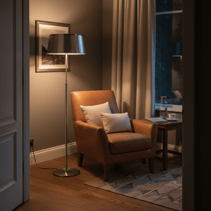 Satin Chrome with Silver Shade (Adjustable Height)