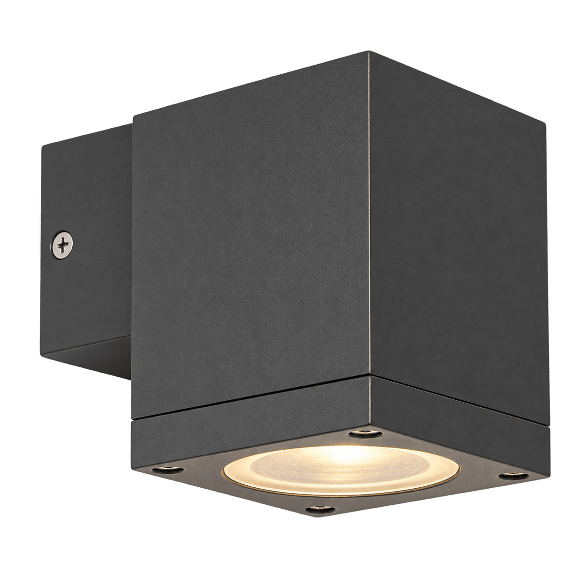 Kube Single GU10 Exterior Wall Light - Graphite, transparent background