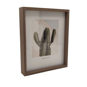 Large Cactus Floating Photoframe with Dark Brown Wooden Frame - Future Decor