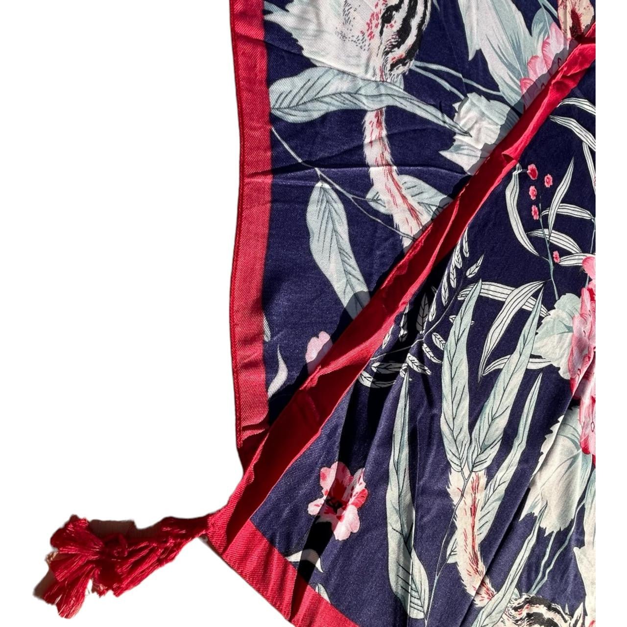 Large Floral Print Scarf with Navy Background - Future Decor