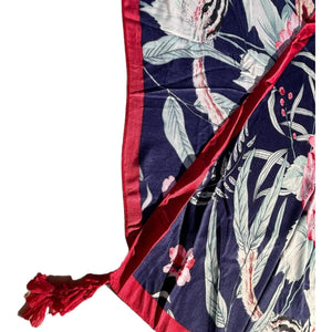 Large Floral Print Scarf with Navy Background - Future Decor