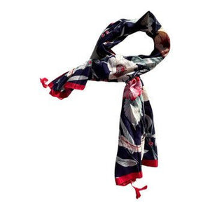 Large Floral Print Scarf with Navy Background - Future Decor