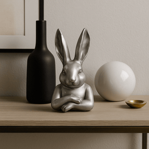 Large Grey Crossed Arm Bunny - Future Decor
