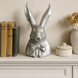Large Silver Gentleman Bunny Bust - Future Decor