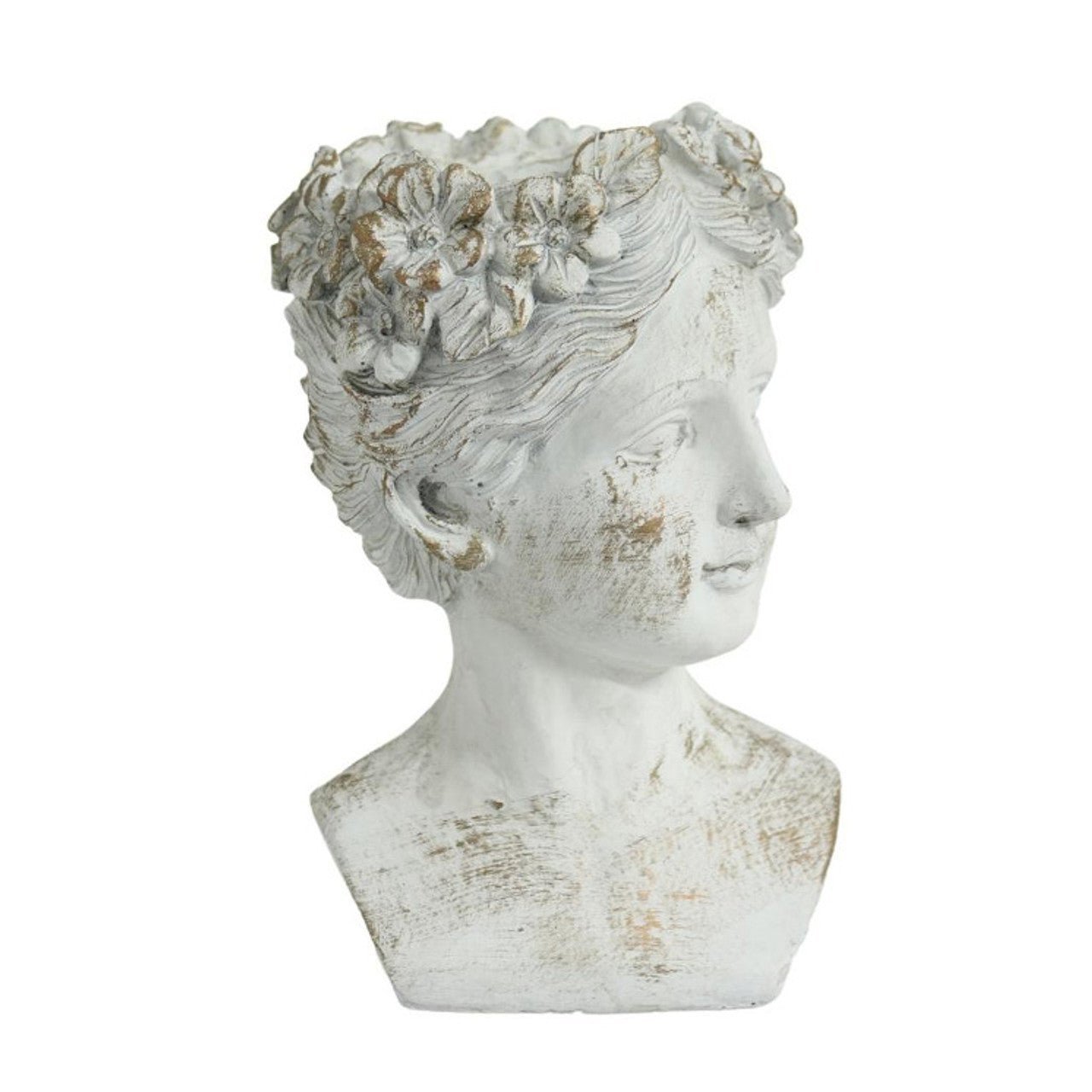 Large White And Gold Ceramic Female Bust - Future Decor