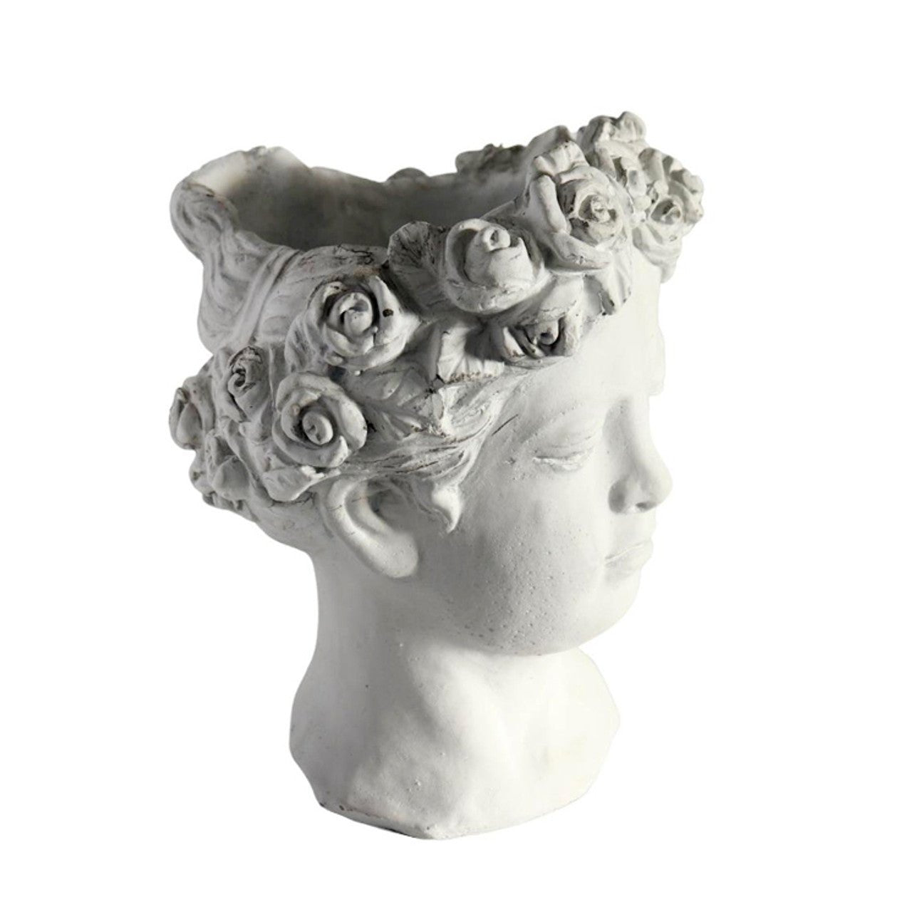 Large White Flower Crown Bust Planter - Future Decor