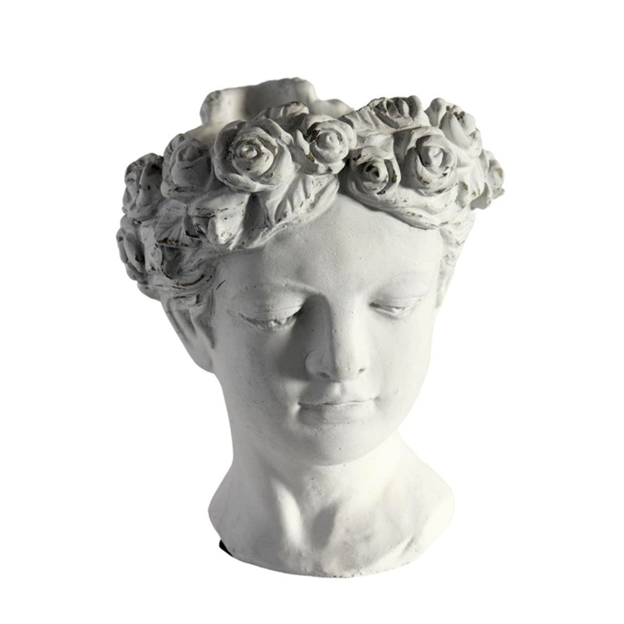 Large White Flower Crown Bust Planter - Future Decor