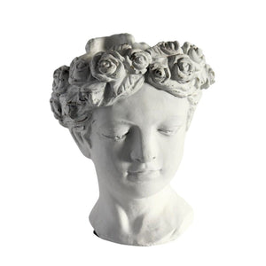 Large White Flower Crown Bust Planter - Future Decor