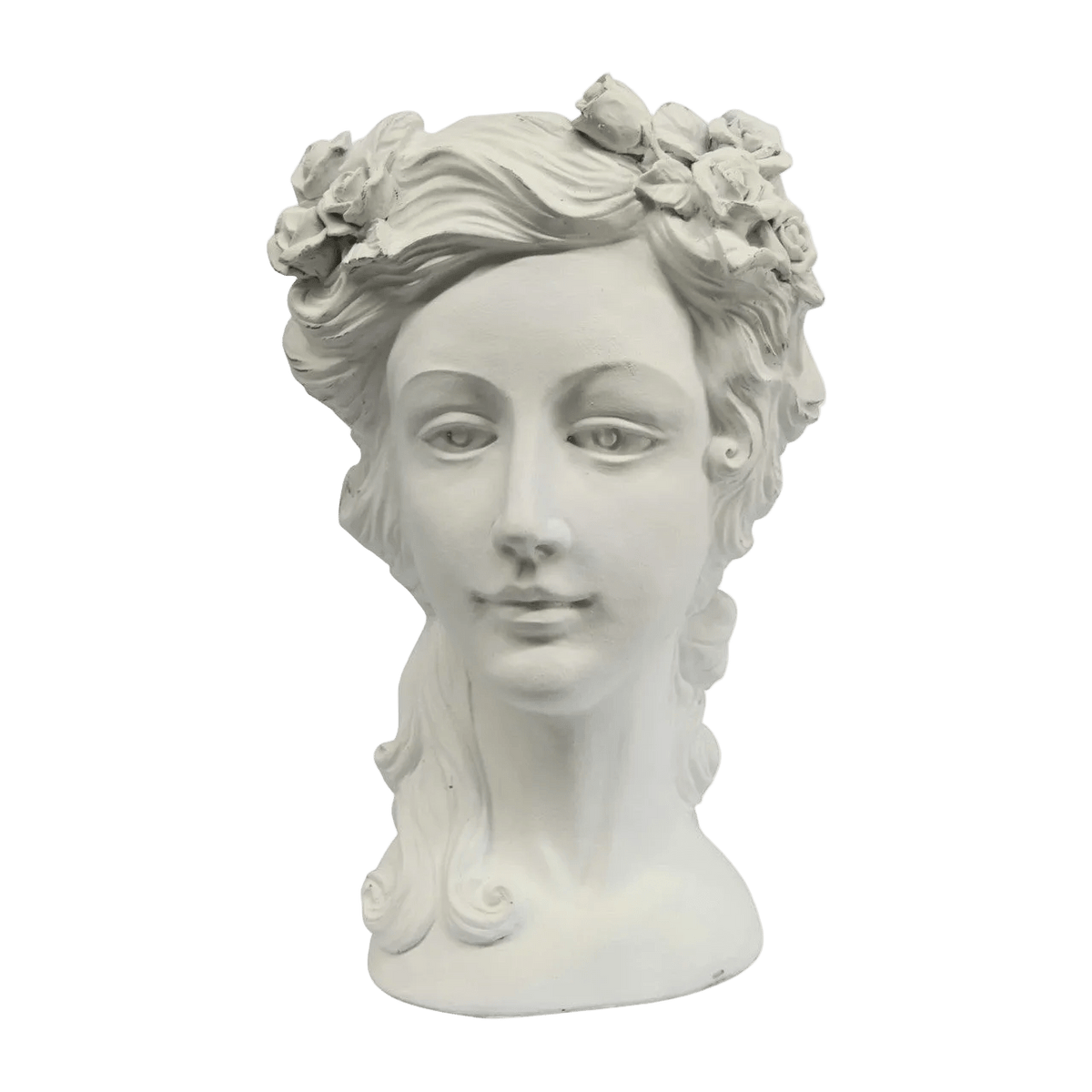 Large White Polyresin Female Bust Planter