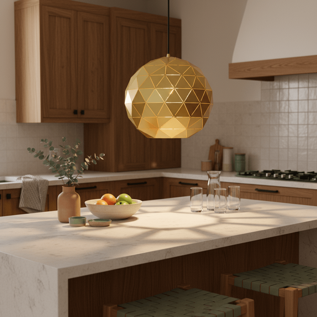 Gold Laser Cut Pendant Light Large