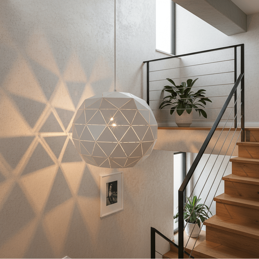 White Laser Cut Pendant Light Large