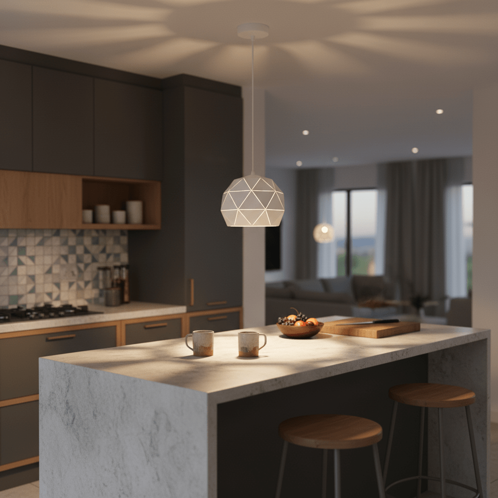 White Laser Cut Pendant Light Small - additional product image