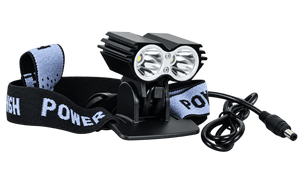 Rechargeable 2400-lumen bicycle headlamp kit on a transparent background