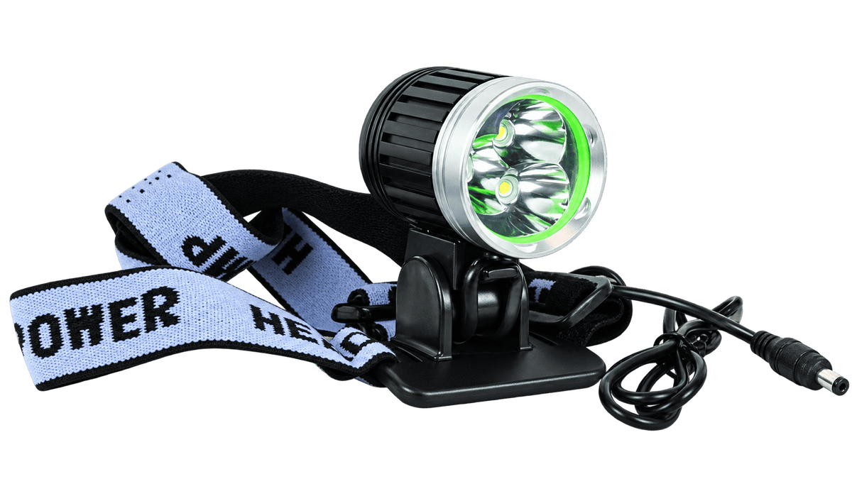 Rechargeable 3000-lumen bicycle headlamp kit on a transparent background
