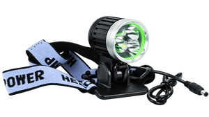 Rechargeable 3000-lumen bicycle headlamp kit on a transparent background