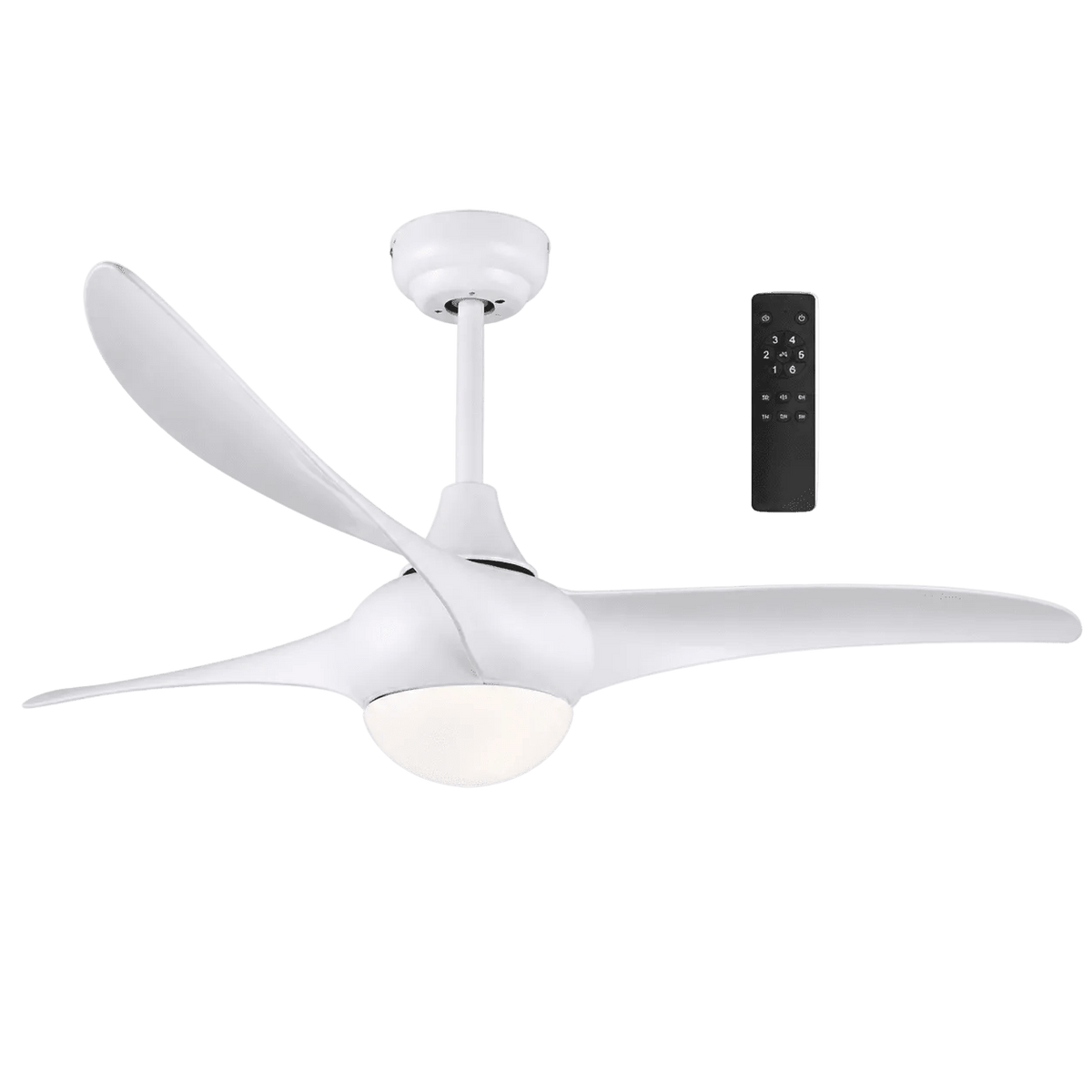 LED Ceiling Fan with Remote - White Steel & Acrylic