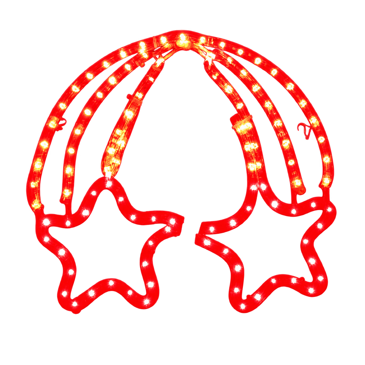 Double-star LED Christmas motif on a transparent background