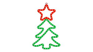 LED Christmas tree with red star motif on a transparent background.