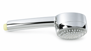 Multi-colour LED shower head on white background