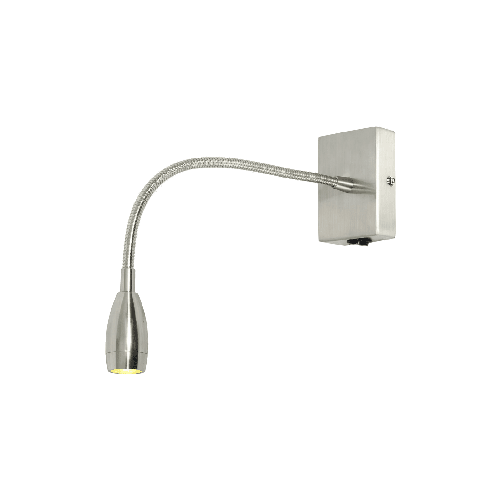 LED Wall Light - 1W Goose Neck Reading Light - Satin Chrome — transparent background product image
