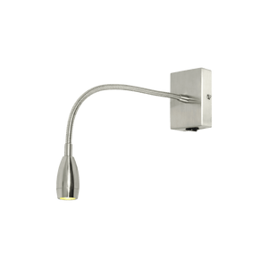 LED Wall Light - 1W Goose Neck Reading Light - Satin Chrome — transparent background product image