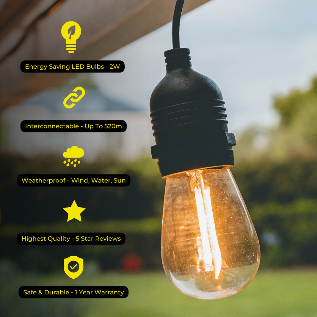 Litehouse LED Festoon Traditional Outdoor Bulb String Lights - Future Light - LED Lights South Africa