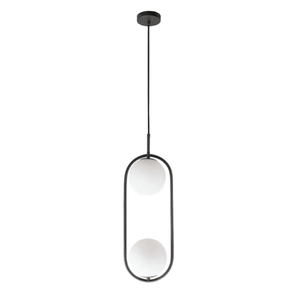Luna Double G9 Pendant Light - Black, white background, 1254 x 1254