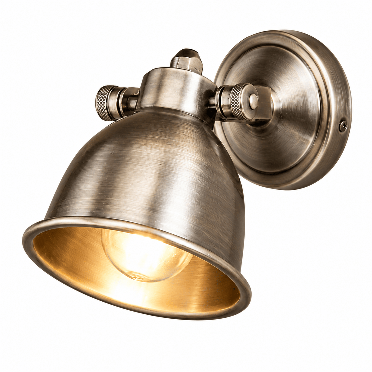 Antique silver Maxim Cover wall lamp on a white background