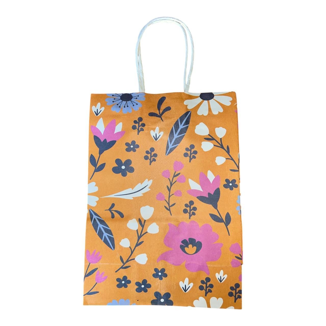 Medium Wildflower Paper Gift Bags Set of 12 - Mustard Yellow - Future Decor