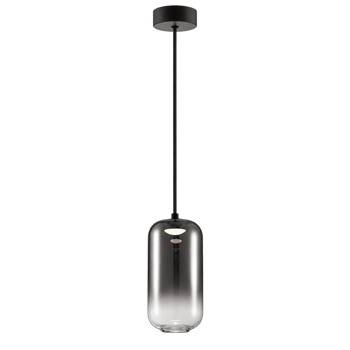 Misty Evening smoke-glass LED pendant, black — transparent background