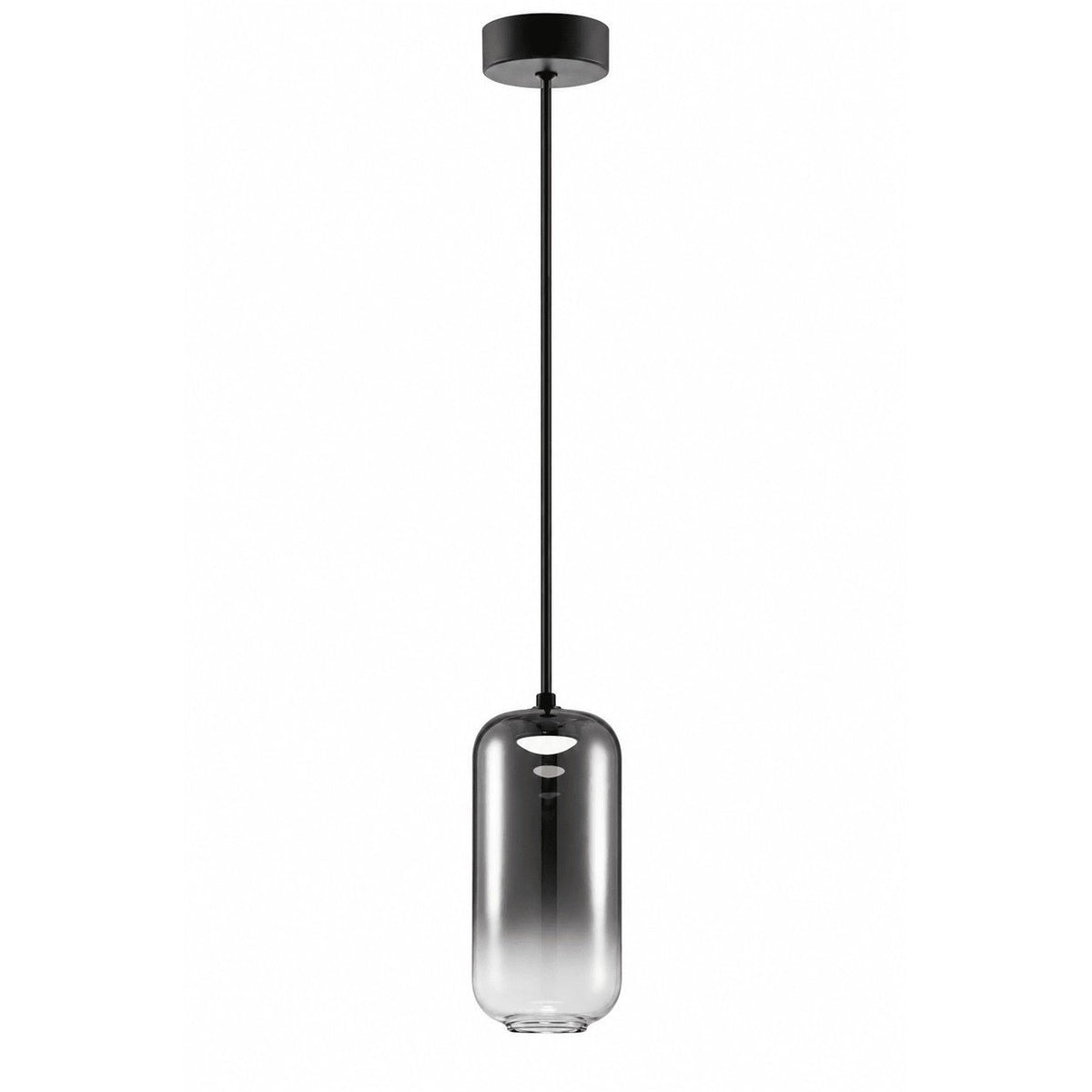 Misty Evening smoke-glass LED pendant, black — white background