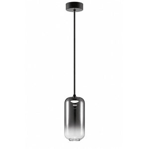 Misty Evening smoke-glass LED pendant, black — white background