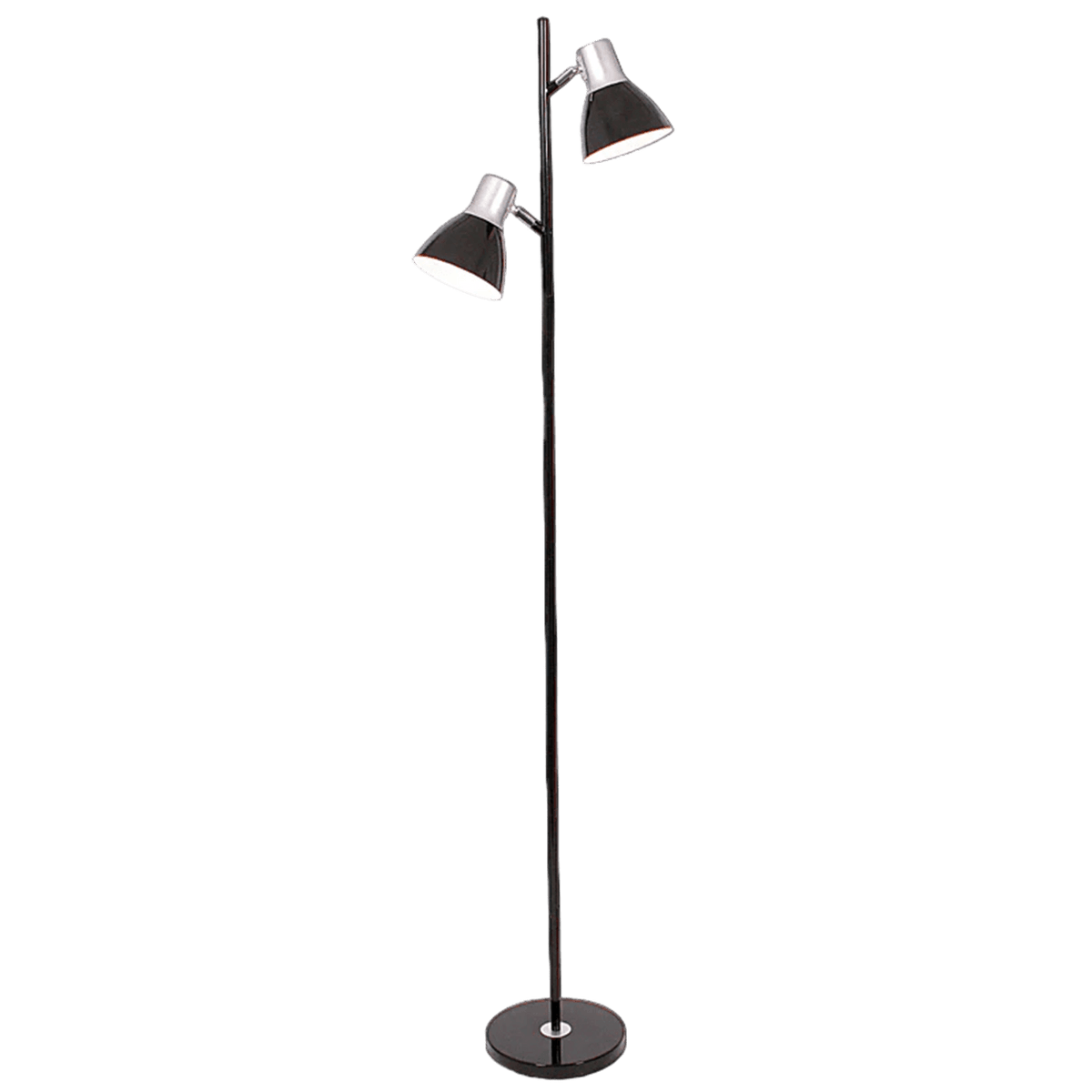 Black Mother & Son floor lamp with two adjustable heads, transparent background