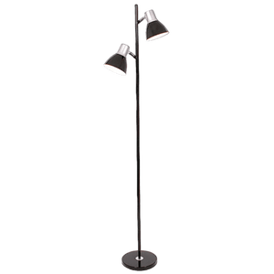 Black Mother & Son floor lamp with two adjustable heads, transparent background