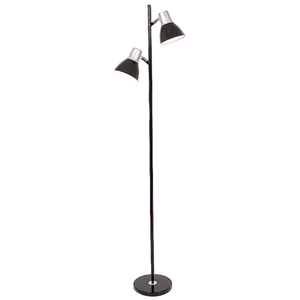 Black Mother & Son floor lamp with two adjustable heads, white background