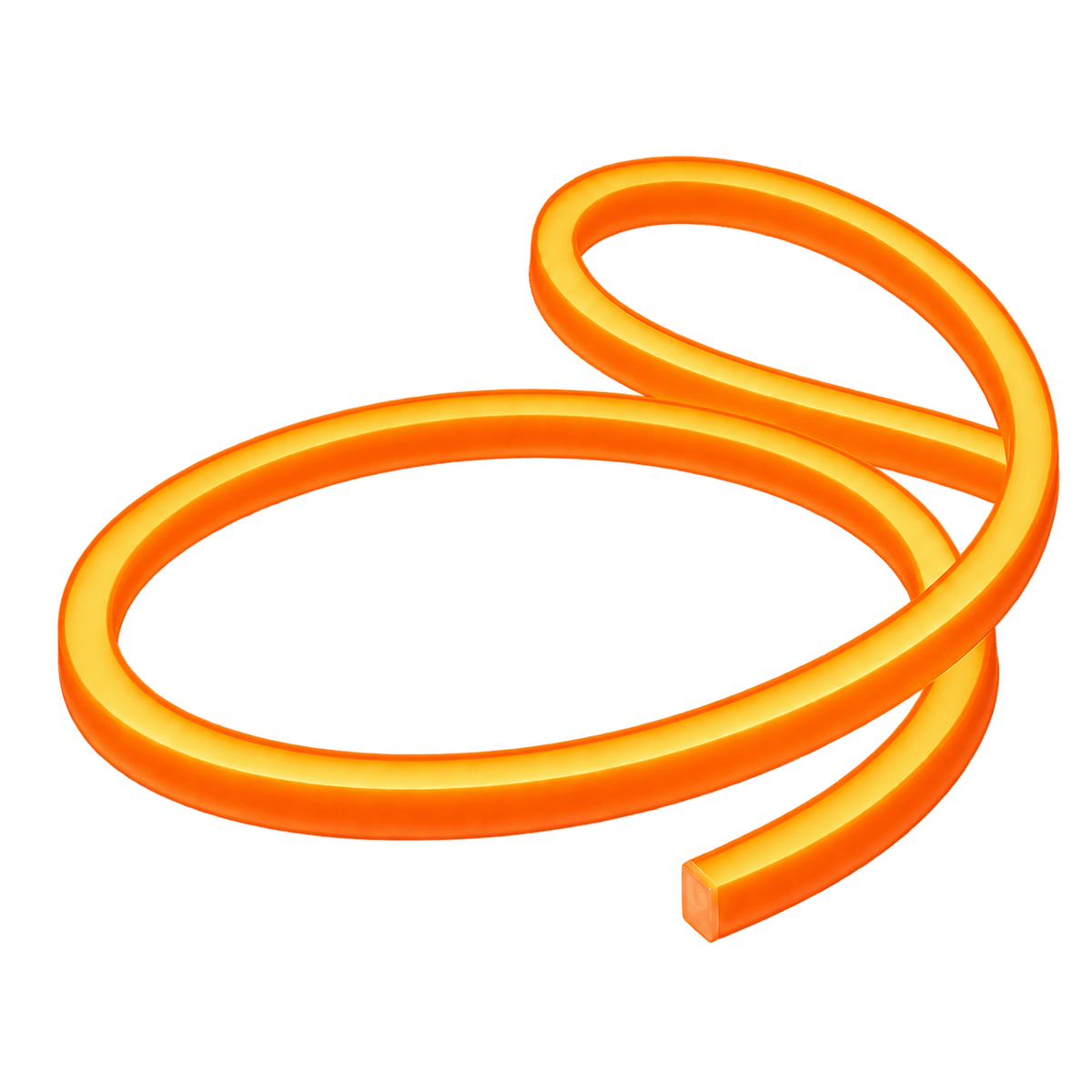 12V orange neon flex strip on transparent background