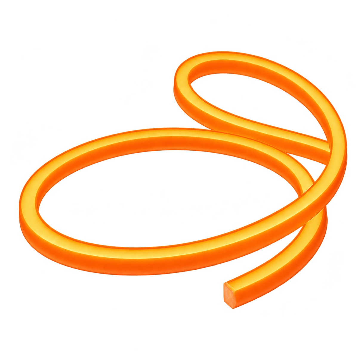 12V orange neon flex strip on white background