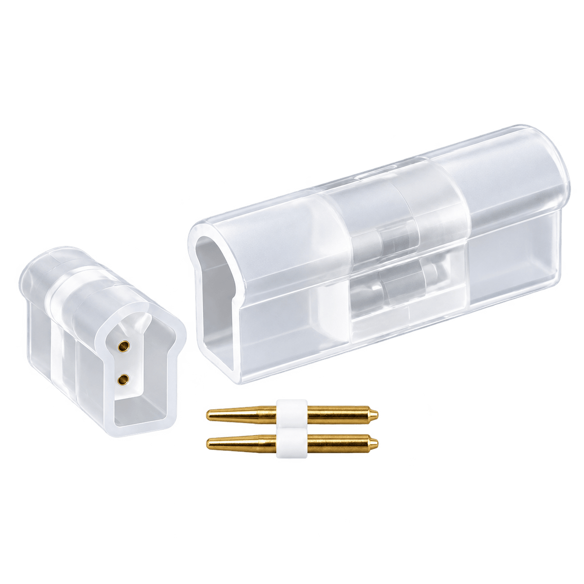 220V LED neon flex straight connectors RGB, transparent background, 1254 square