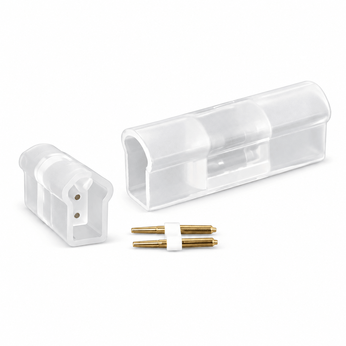 220V LED neon flex straight connectors RGB, white background, 1254 square