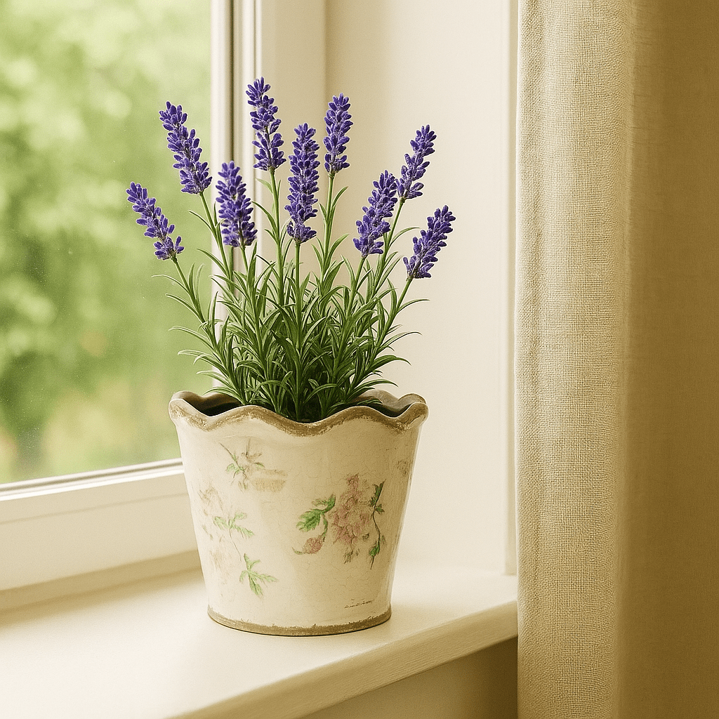 Off White Pot Planter - Pink Roses And Green Leaves - Future Decor