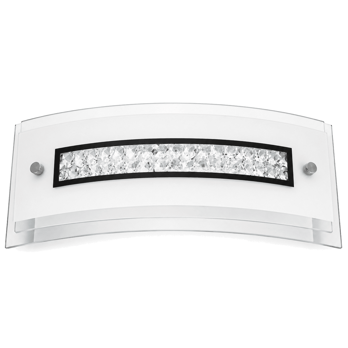 Opal white LED wall light with crystal embellishments on a transparent background