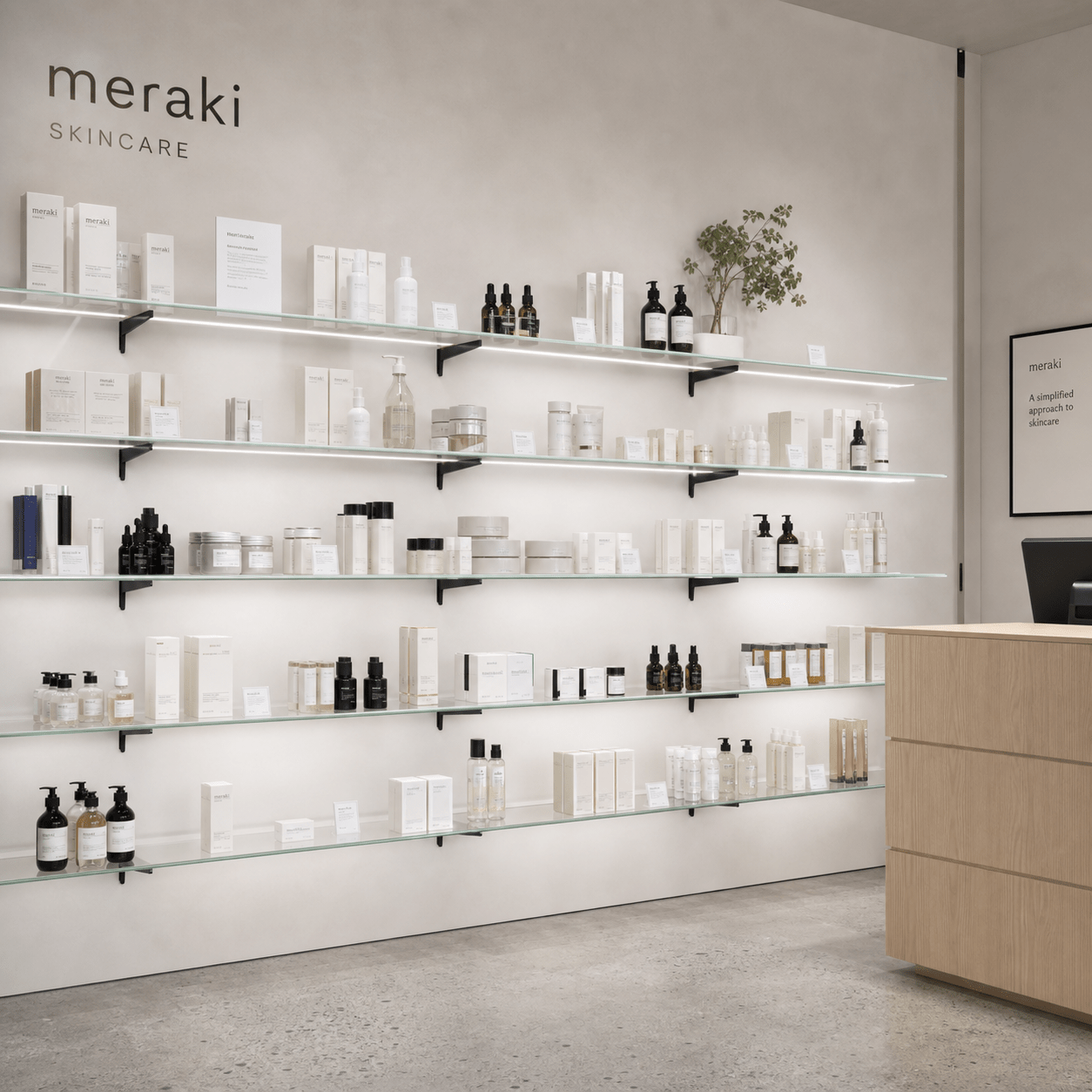 Retail display wall illumination scene